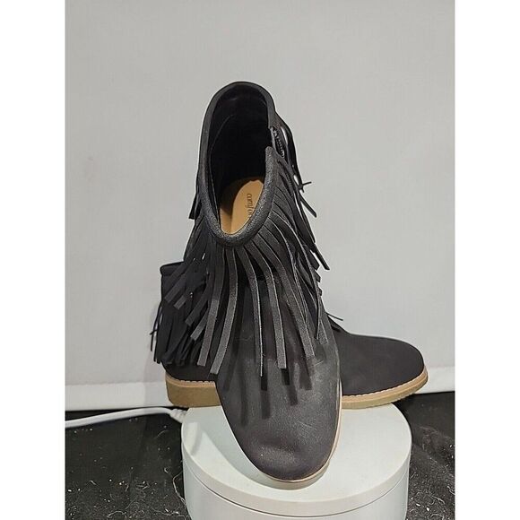 Comfortview Black Fringe Ankle Boots - Picture 1 of 6